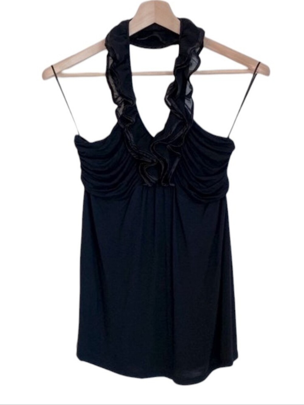 NWOT | Express Black Ruffle Halterneck Top